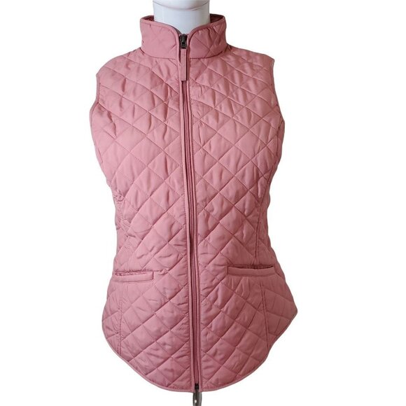 Van Heusen Pink Quilted Vest Full Zip Standing Collar Polyester Women XSmall NEW - Picture 1 of 7